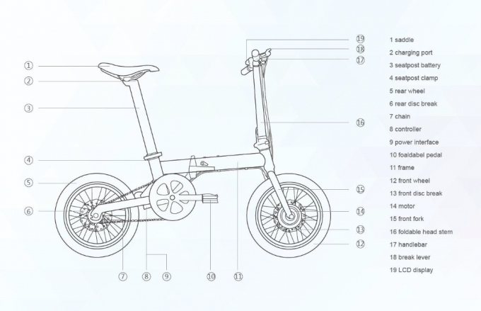 200 - 250w πτυσσόμενο ηλεκτρικό ποδήλατο, συμπαγής δομή ποδηλάτων 16 ίντσας αβούρτσιστη ηλεκτρική